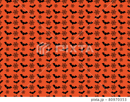 蜘蛛の巣とコウモリのハロウィン背景 80970353