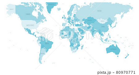 Blue political map of World. Blue political map of World. 80970771
