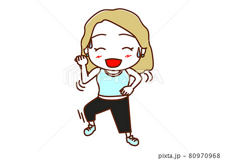 ＜全身・正面＞笑顔で楽しくダンスをする白人女性 80970968