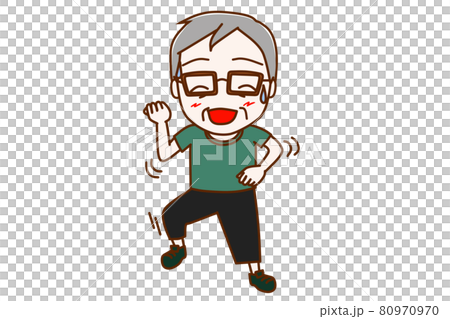 <全身/正面> 一個笑得開心跳舞的老人 80970970