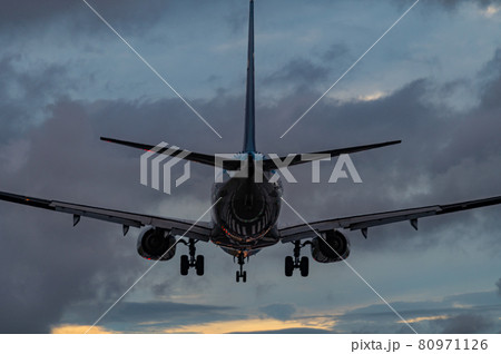 夕暮れの飛行機 夕暮れの飛行機 80971126