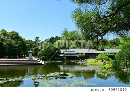 日本庭園・白鳥庭園（常夜灯と清羽亭） 80972010