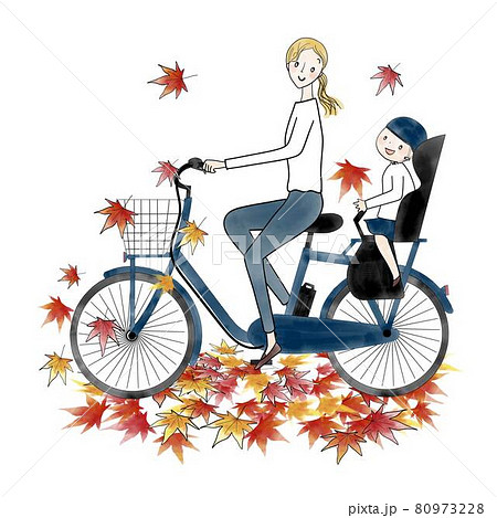 電動アシスト自転車　二人乗り　お母さんと子供 80973228