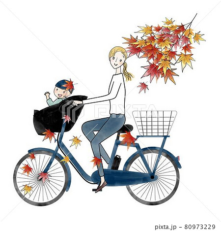 電動アシスト自転車 二人乗り お母さんと子供 電動アシスト自転車 二人乗り お母さんと子供 80973229