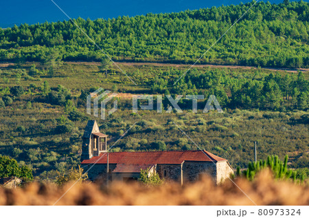 Antique church over the blurred hillside Antique church over the blurred hillside 80973324
