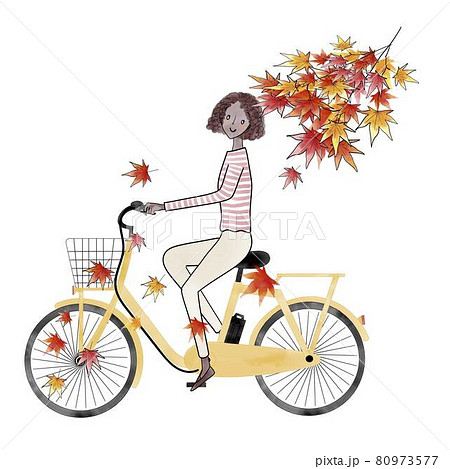 電動アシスト自転車に乗る黒人女性 80973577