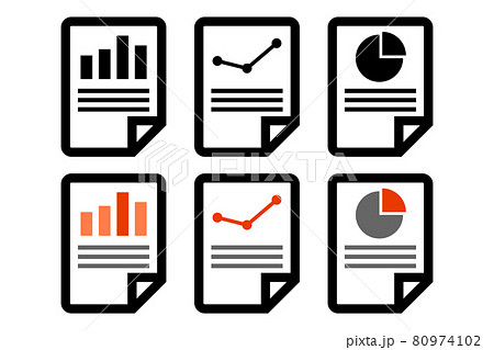 各種グラフ入りのレポート アイコン素材のイラスト素材