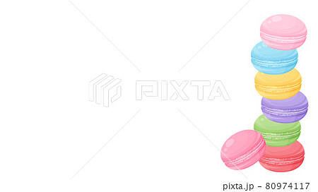 積み上げたマカロンのイラスト_フレーム_16:9 積み上げたマカロンのイラスト_フレーム_16:9 80974117