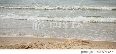 View on beach and sea with waves. Travel concept. Summertime View on beach and sea with waves. Travel concept. Summertime 80974327