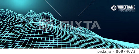 Abstract wireframe landscape background. Abstract wireframe landscape background. 80974673