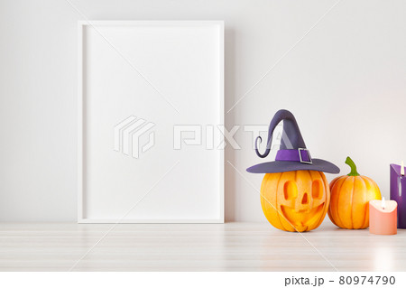 Mockup poster and photoframe with Halloween festival decoration Mockup poster and photoframe with Halloween festival decoration 80974790