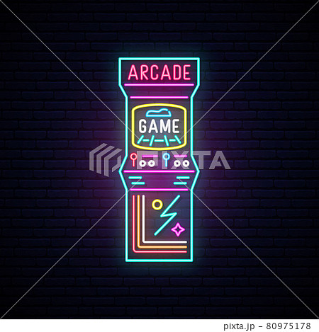 Arcade game machine neon sign.  80975178