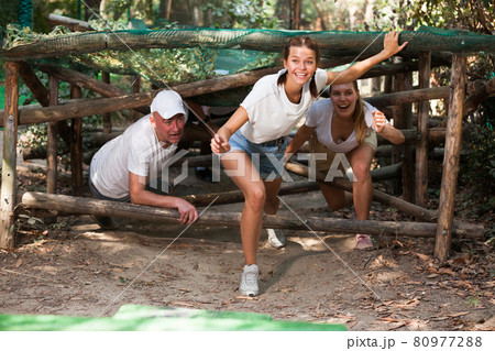 Emotional competition to overcome obstacle course in an amusement park 80977288