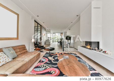 Modern furniture in a bright living room 80977626