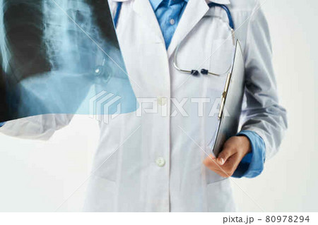 radiologist in a white coat x-ray close-up 80978294