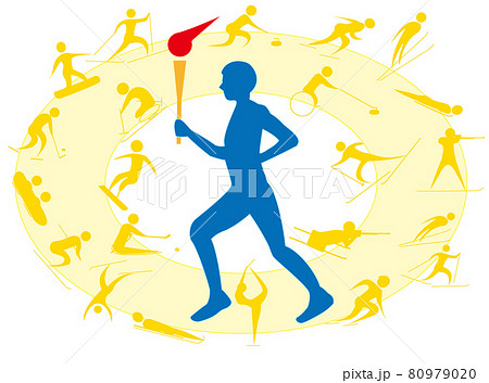 冬のスポーツアイコンセット 障がい者スポーツも含む のイラスト素材