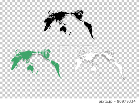 World Map Illustration-Shadow 3 Color Set 80979334