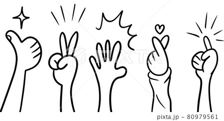 Hand Drawn sketch style of applause, thumbs up gesture. Human hands clapping ovation. on doodle style, vector illustration. 80979561