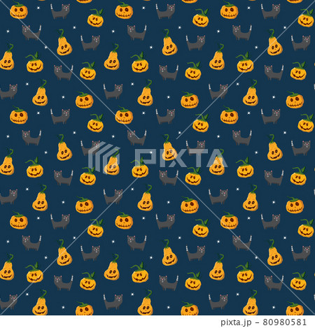 Halloween seamless pattern design. Cute cartoon elements, holiday background, vector illustration Halloween seamless pattern design. Cute cartoon elements, holiday background, vector illustration 80980581
