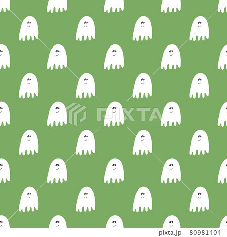 Cute ghost seamless pattern design. Halloween holiday, cartoon background, vector illustration 80981404