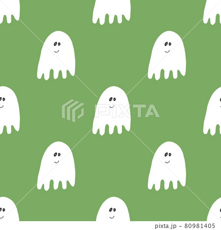 Cute ghost seamless pattern design. Halloween holiday, cartoon background, vector illustration 80981405
