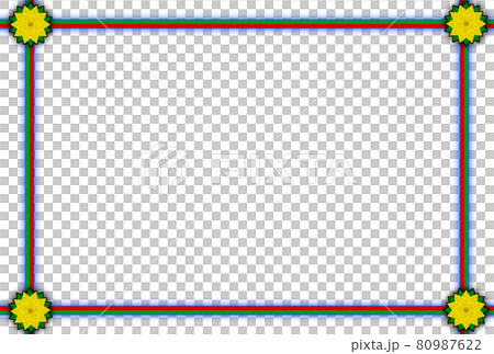 聖誕相框相框-絲帶藍色邊框模糊-5葉黃花-黑色邊框模糊（明信片比例）問候語 80987622