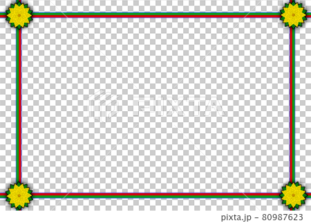 聖誕相框相框-絲帶藍色邊框模糊-5葉黃花-黑色邊框模糊（明信片比例）問候語 80987623