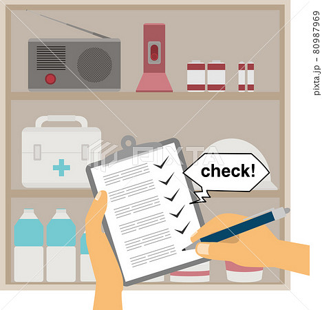 防災 備蓄品 チェックリスト 手 ボールペン 80987969