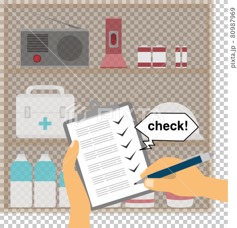 防災 備蓄品 チェックリスト 手 ボールペン 80987969