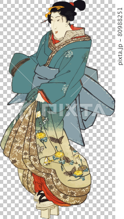 蝴蝶和菊花的和服女人 蝴蝶和菊花的和服女人 80988251