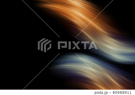 黒い背景に抽象的な光のライン　流動的なカーブ 80988911