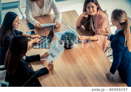 Businesswomen in Meeting, Laptop Computer on Table 80989297