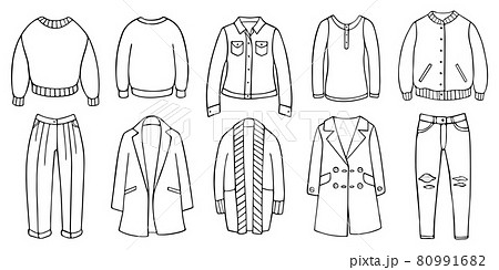Doodle set of female clothes for spring, autumn  80991682