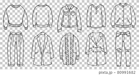 Doodle set of female clothes for spring, autumn Doodle set of female clothes for spring, autumn 80991682