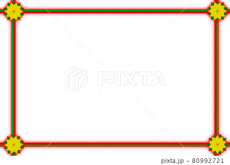 クリスマスフレーム枠-リボン赤ふちぼかし-5枚葉黄花-赤ふちぼかし(ポストカード比率)グリーティング クリスマスフレーム枠-リボン赤ふちぼかし-5枚葉黄花-赤ふちぼかし(ポストカード比率)グリーティング 80992721