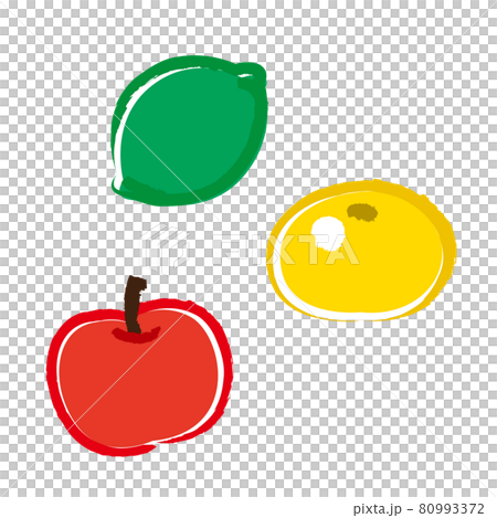 りんごとライムとグレープフルーツの力強い線画セットのイラスト素材 りんごとライムとグレープフルーツの力強い線画セットのイラスト素材