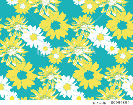 Seamless pattern. Chamomiles on a turquoise background. 80994394
