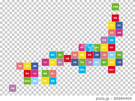 日本地図イラスト デフォルメb 08のイラスト素材