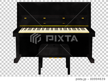アップライトピアノと椅子のイラストセットのイラスト素材