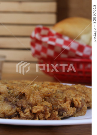 Chicken Fried Steak and Gravy With Mashed Potatoes in Rural Cafe Restaurant 80997018