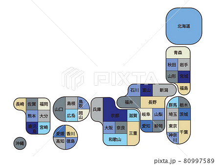 日本地図イラスト デフォルメe 07のイラスト素材