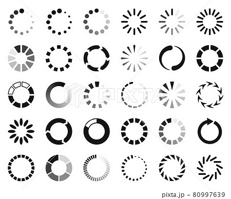 Loading icon, buffering and loader web interface symbol. Circle progress bar, website download progression, reboot icon vector set 80997639