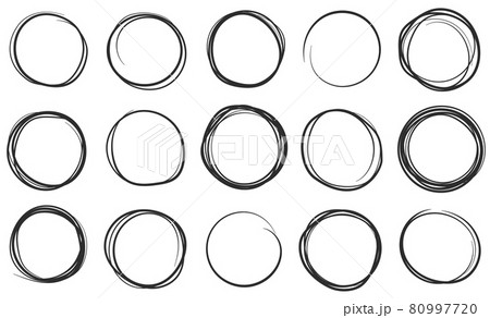 Hand drawn circles, circular brush pen stroke doodles. Scribble circle, round pencil frame, sketch bubble doodle drawing vector set 80997720