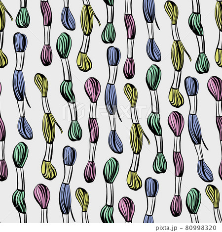 Seamless pattern with a set of floss of different colors for embroidery Seamless pattern with a set of floss of different colors for embroidery 80998320