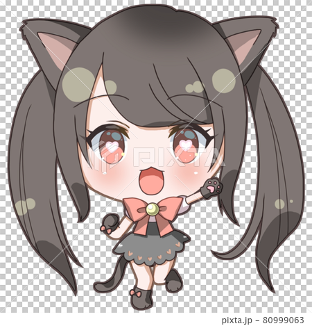 ツインテールのメイド猫耳元気にゃんこの女の子 80999063