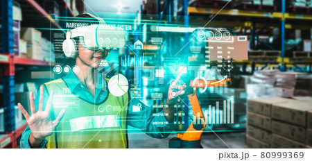 Future virtual reality technology for innovative VR warehouse management 80999369