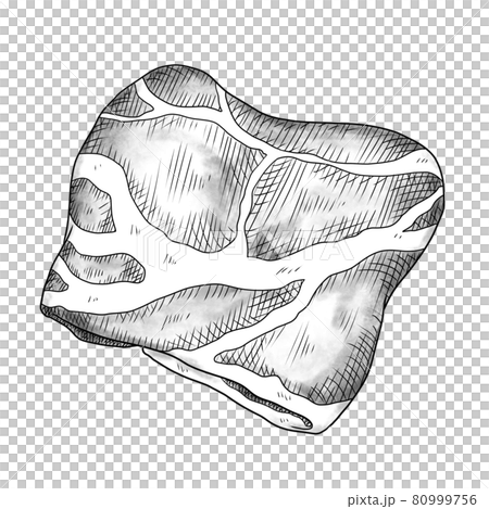 具材 肉 湯で豚ロース モノクロ 鍋 弁当 料理画像にも使えます 組合せシリーズのイラスト素材
