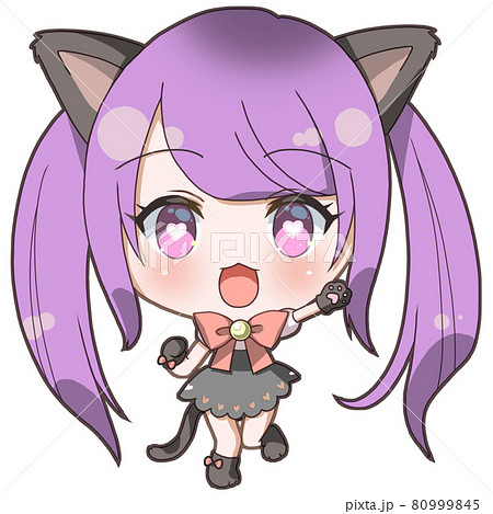 ツインテールのメイド猫耳元気にゃんこの女の子 ツインテールのメイド猫耳元気にゃんこの女の子 80999845