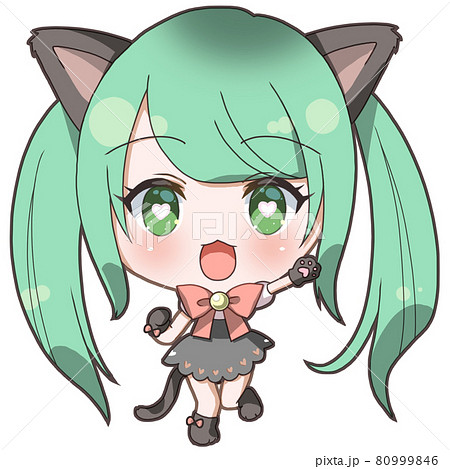 ツインテールのメイド猫耳元気にゃんこの女の子 80999846