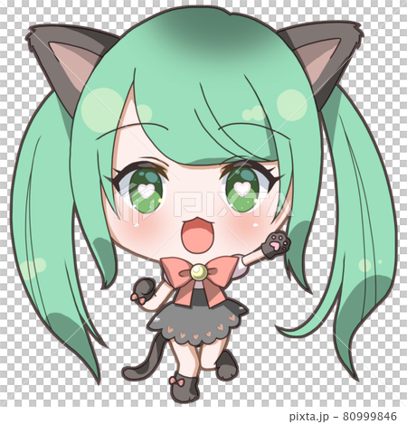 ツインテールのメイド猫耳元気にゃんこの女の子 80999846